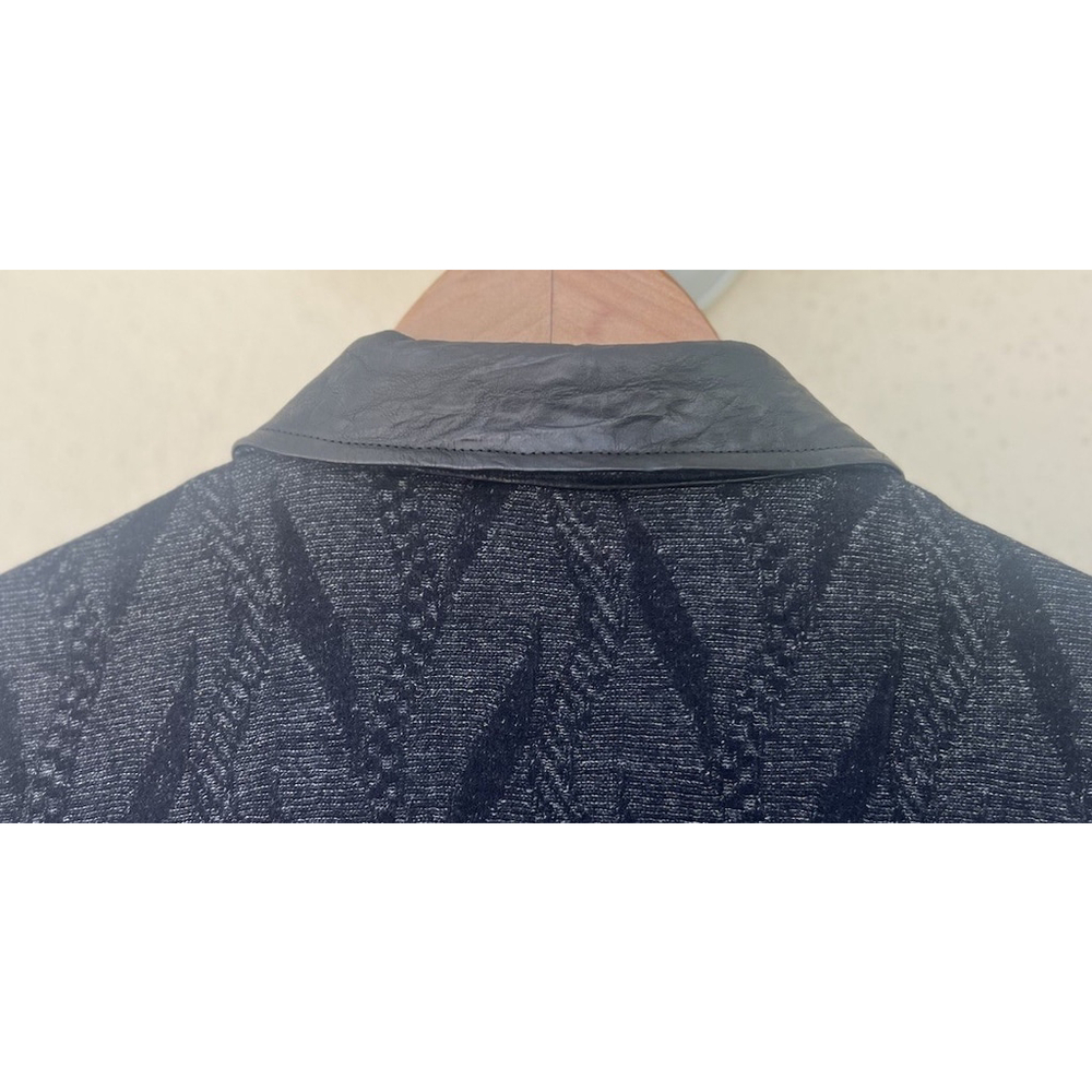 NWT $ 798 John Varvatos Mens Bergen Jacquard Zip-Up Sheep Skin Wool Jacket Black - Picture 8 of 11